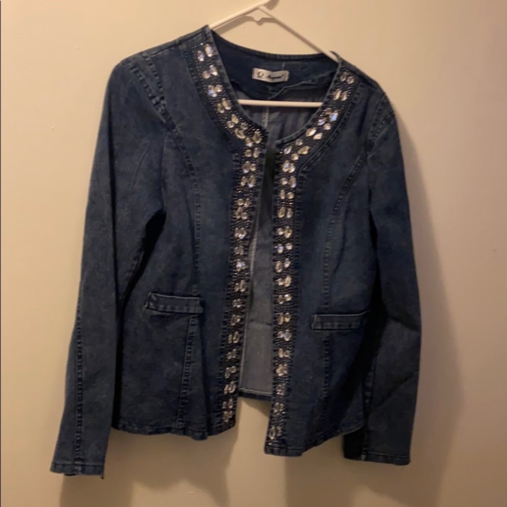 NWOT denim rhinestone jacket